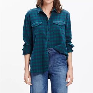 Madewell Green Plaid Button-Up Shirt